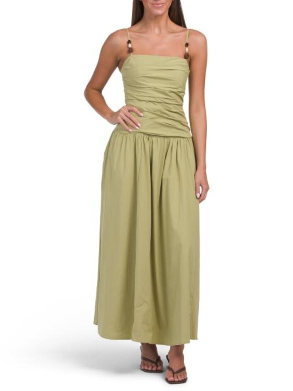 WHITE CLOSET Drop Waist Beaded Maxi Dress